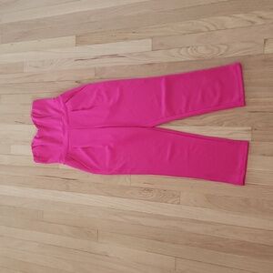 Hot Pink Stretch Sweetheart Neck Strapless Pocketed Express Jumpsuit